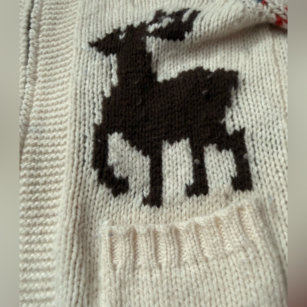 THE GREAT- The Reindeer Shawl Collar Full Zip Sweater Lambswool XS oversized - Picture 10 of 14